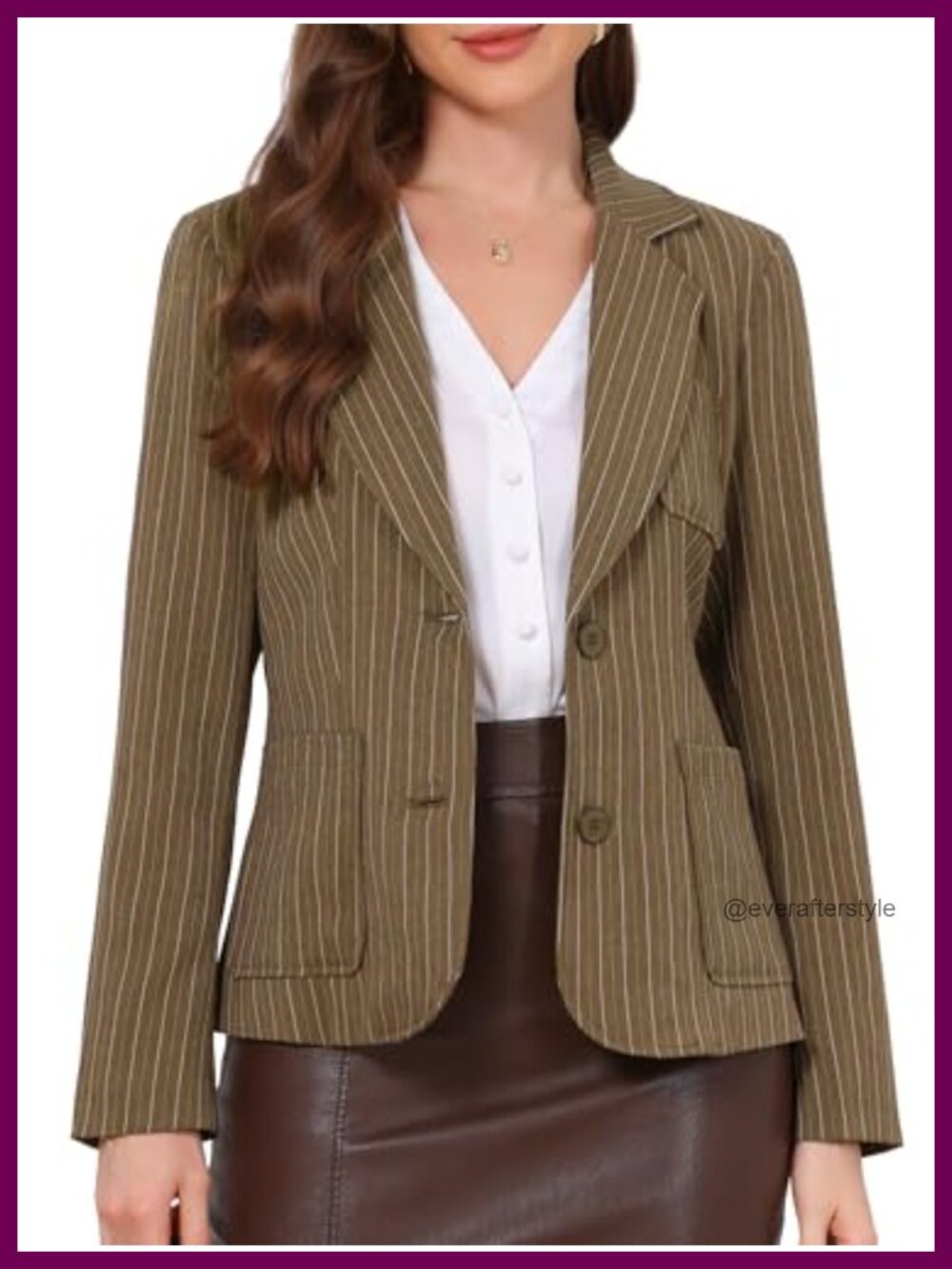 Pinstripe Blazer Business Casual Button Down Long Sleeve Women's Jacket
